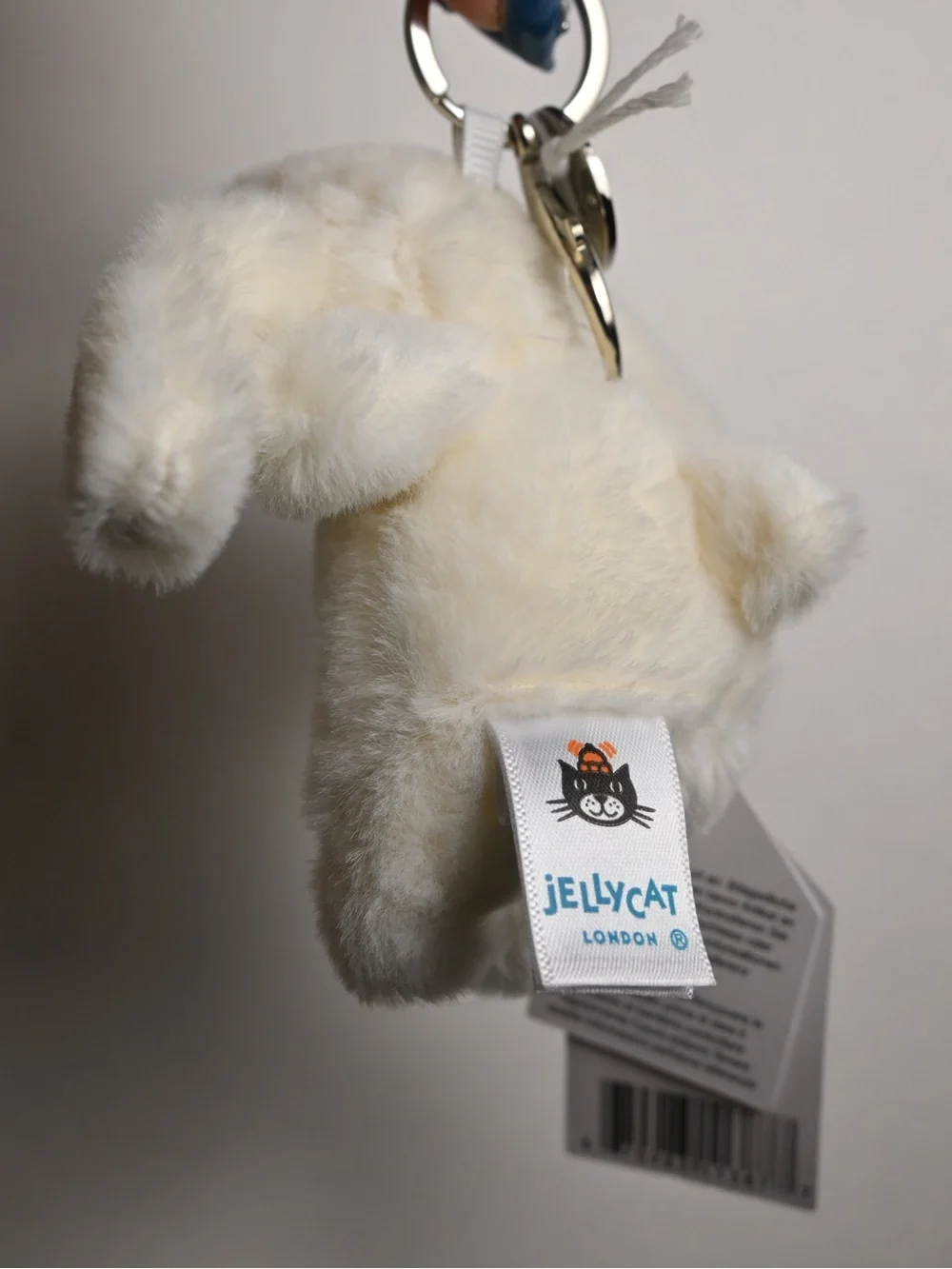 Jellycat Cream Bunny Keyring with Pink Nose
